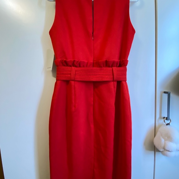 Zara Red Midi V Neck Dress - Picture 5 of 5